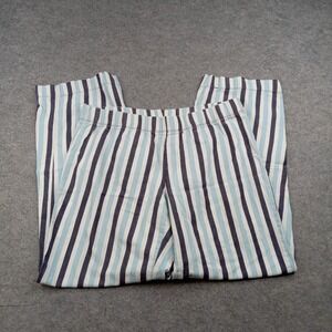 Gap Body Pajama Pants Womens Medium Blue White Stripe 100% Cotton Sleep Lounge